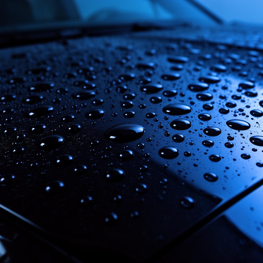 Wasserperlen auf keramikversiegeltem Autolack
